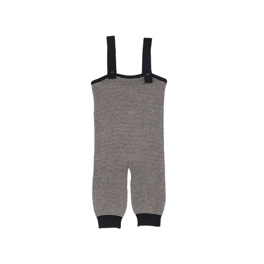 TINY 2 BLACK TEXTURED KNIT OVERALLS
