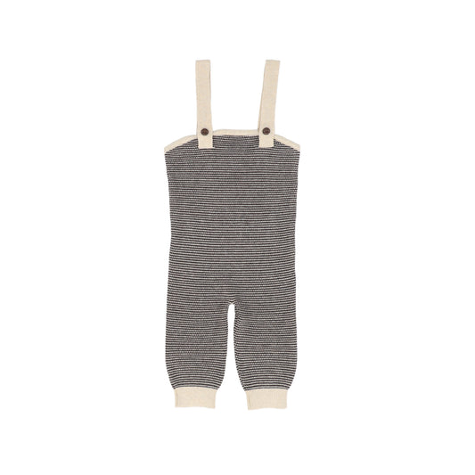 TINY 2 BEIGE TEXTURED KNIT OVERALLS