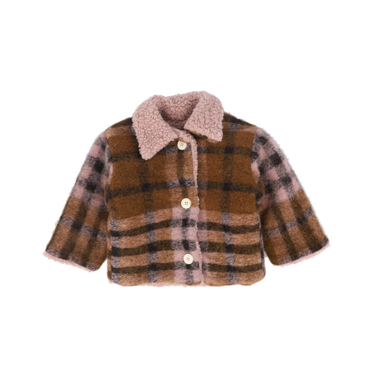 PEQUENO TOCON PINK/CAMEL COLLAR WOOL COAT