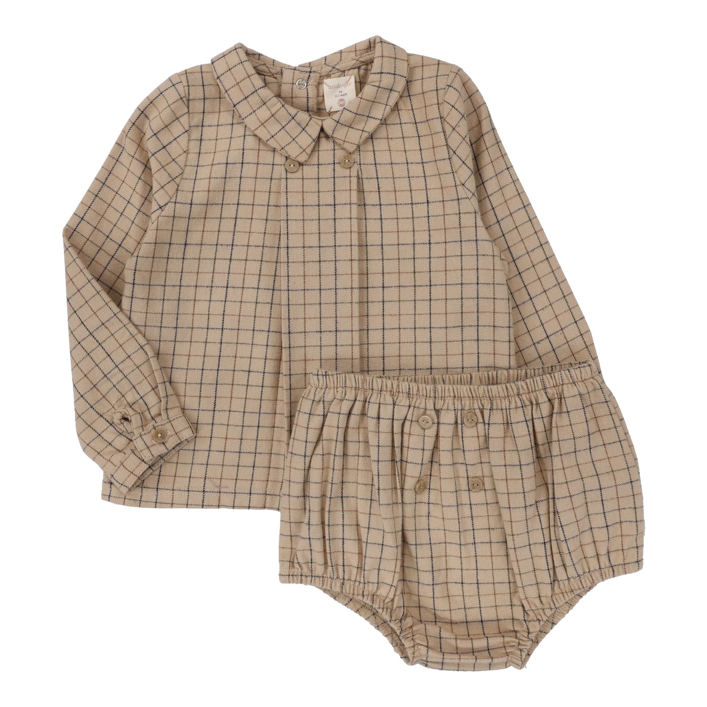 ANALOGIE BEIGE CHECKED BLOOMER SET [FINAL SALE]