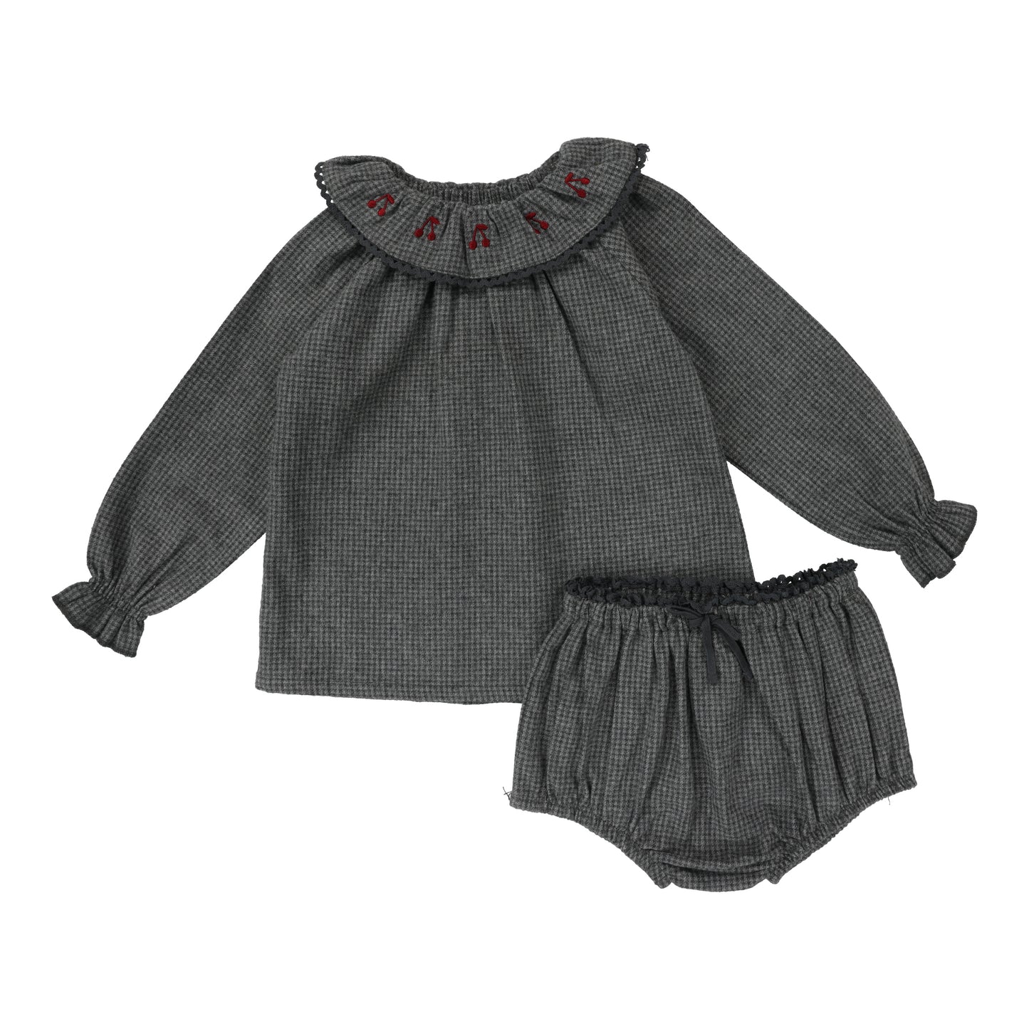 ANALOGIE GREY HOUNDSTOOTH RUFFLE COLLAR SET