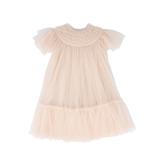 CERA UNA VOLTA PEACH TULLE TIERED MAXI DRESS