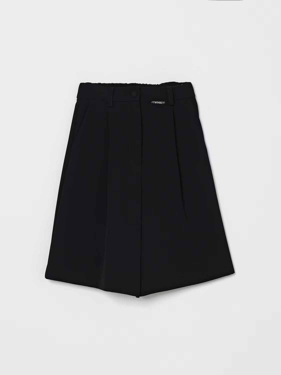TWINSET BLACK TWILL PLEATED SKIRT