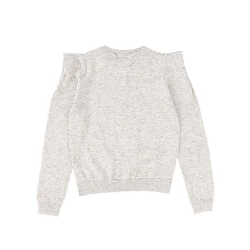 AUTUMN CASHMERE OATMEAL SPECKLED PUFF SLEEVE SWEATER [Final Sale]