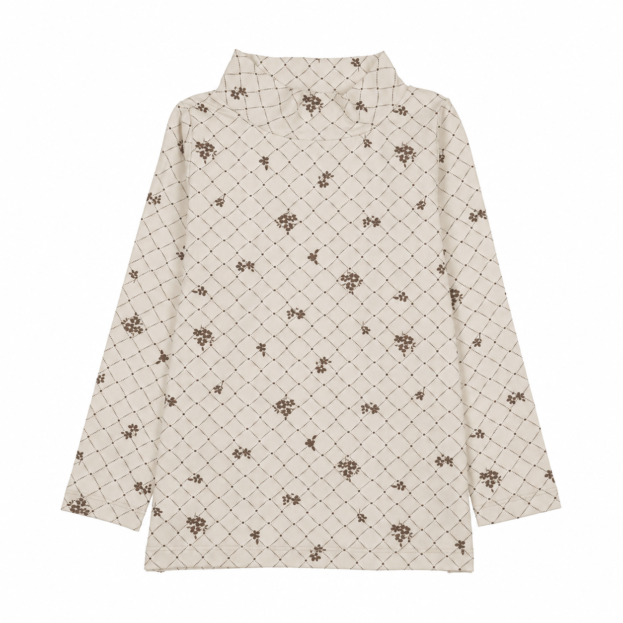 KIN & KIN CHESTNUT FLORAL MOCKNECK T-SHIRT