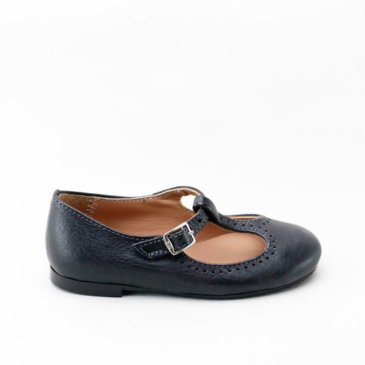 PAPANATAS BLACK LEATHER T-STRAP SHOE