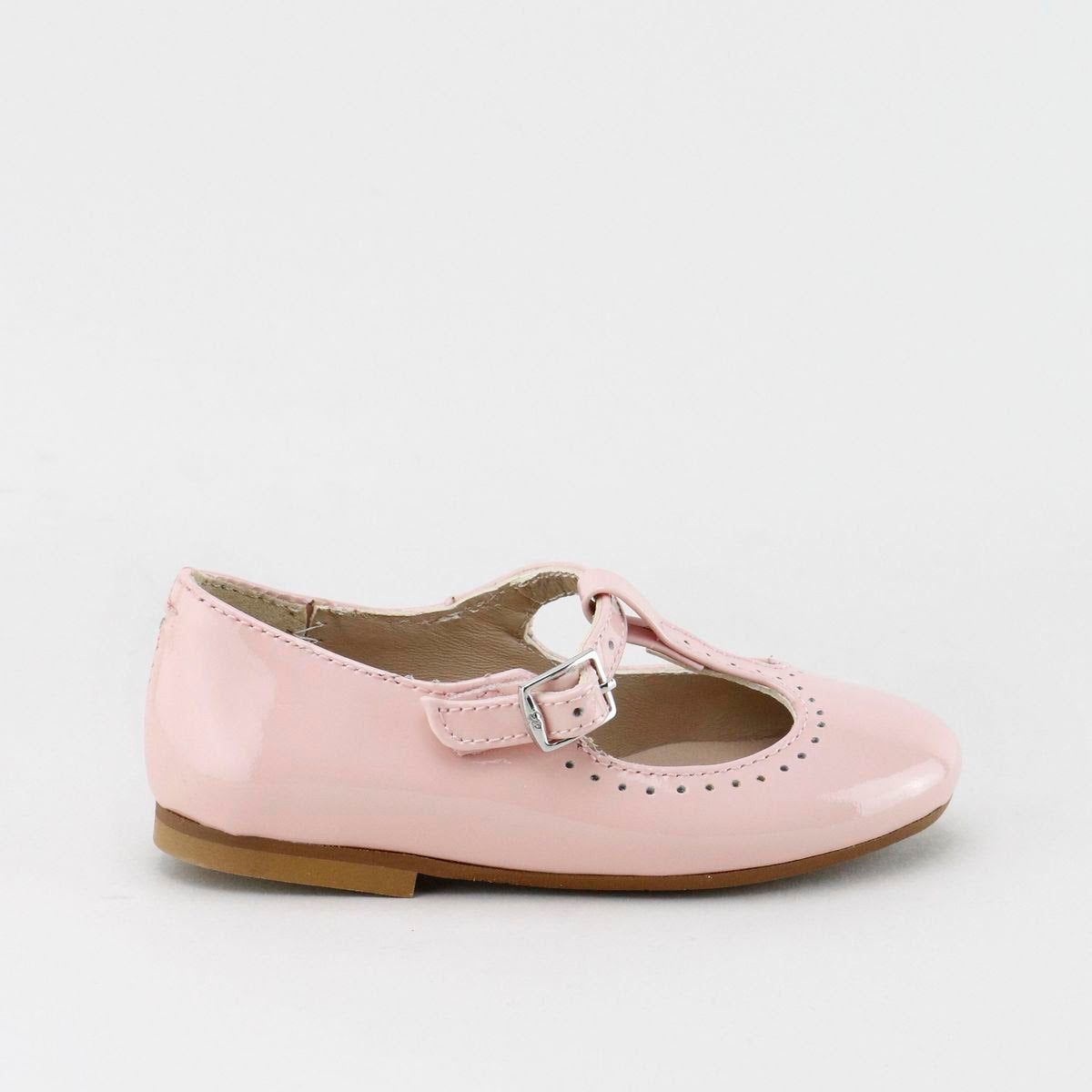 PAPANATAS LIGHT PINK PATENT LEATHER ROUNDED T-STRAP SHOE