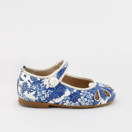 PAPANATAS BLUE FLORAL ROUNDED MARY JANE