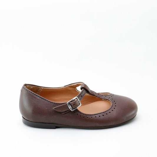 PAPANATAS BROWN LEATHER T-STRAP SHOE