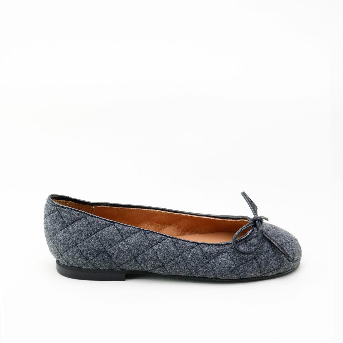 PAPANATAS CHARCOAL GREY QUILTED BALLET FLAT