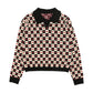 URBAN EDGE BLACK/CREAM CHECKED HEART COLLAR SWEATER [FINAL SALE]