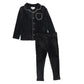 BOPOP BLACK/WHITE VELOUR TRIM PAJAMAS