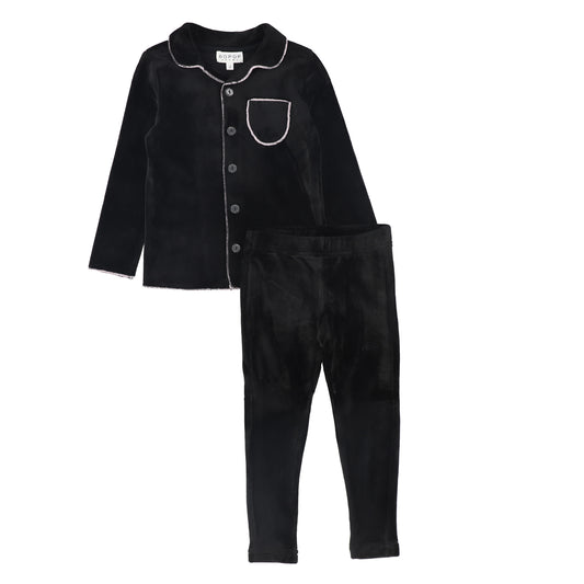 BOPOP BLACK/PINK VELOUR TRIM PAJAMAS