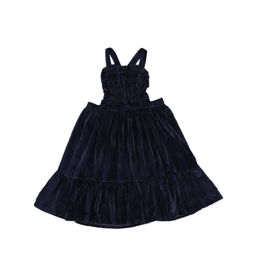 TOCOTO VINTAGE NAVY VELVET RUFFLE TRIM JUMPER