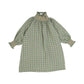 BEBE ORGANIC GREEN CHECKED SMOCKED COLLAR DRESS