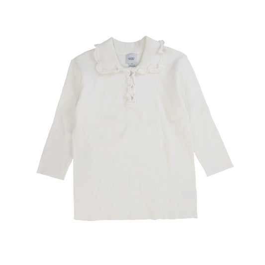 KIPP WHITE COLLARED BUTTON SWEATER [FINAL SALE]