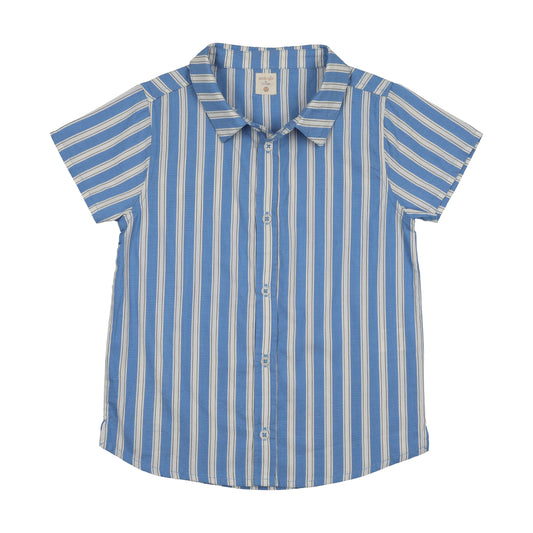 ANALOGIE BLUE STRIPE BUTTON SS SHIRT