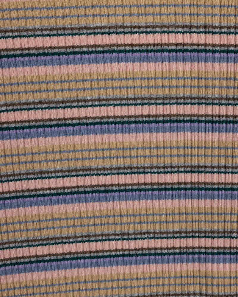 VIBE PINK MULTI STRIPED RIBBED T-SHIRT