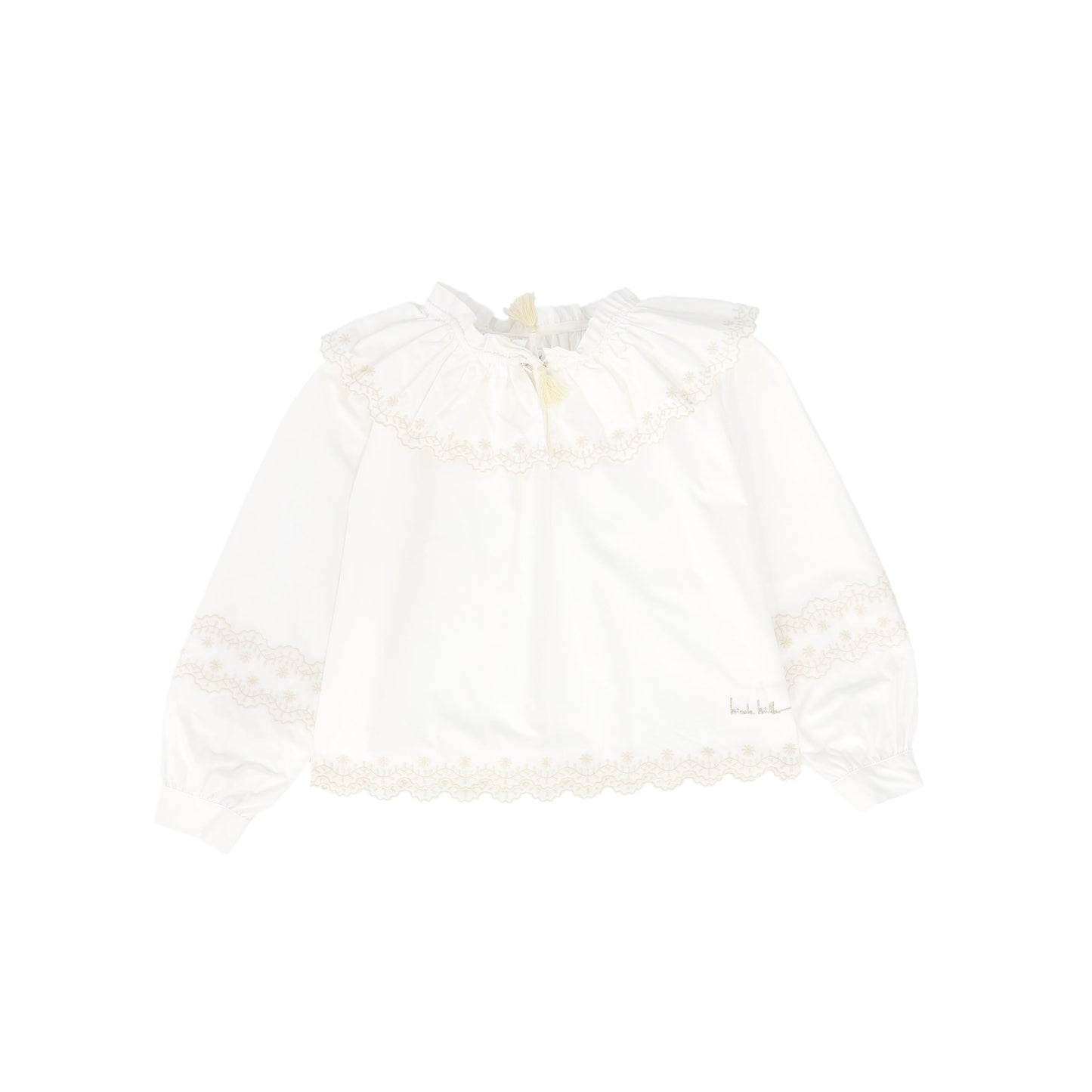 NICOLE MILLER CREAM RUFFLE COLLAR BLOUSE