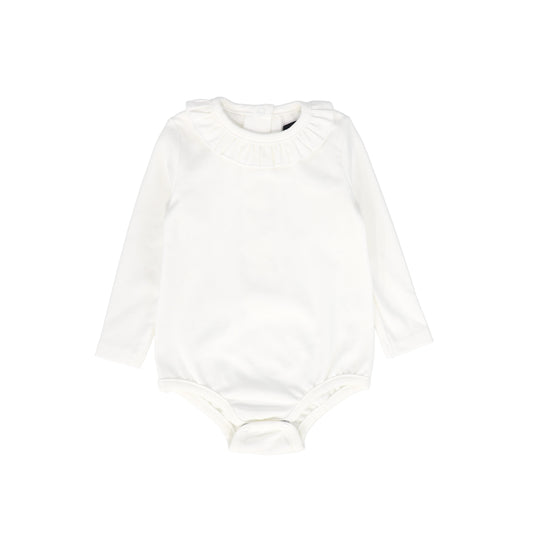 BAMBOO WHITE RUFFLE LONG SLEEVE ONESIE