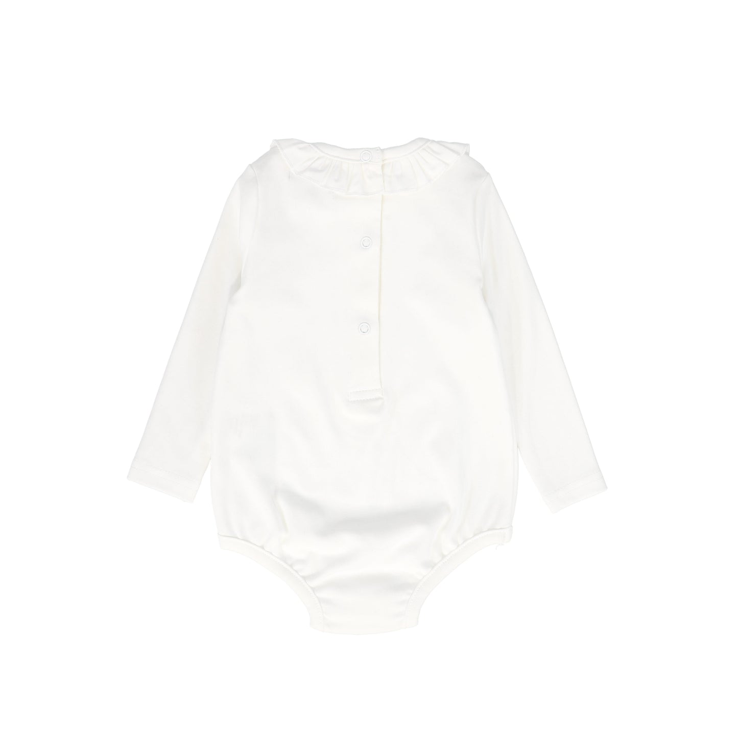 BAMBOO WHITE RUFFLE LONG SLEEVE ONESIE
