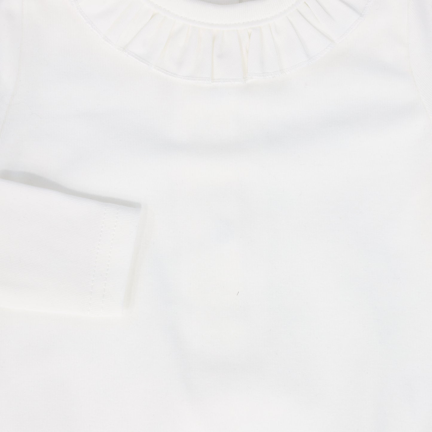BAMBOO WHITE RUFFLE LONG SLEEVE ONESIE