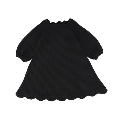 HELLO LUPO BLACK QUILTED SCALLOP TRIM DRESS