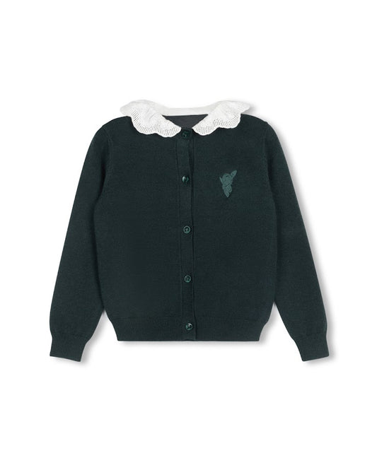 PAPILLON TEAL RUFFLE COLLAR CARDIGAN