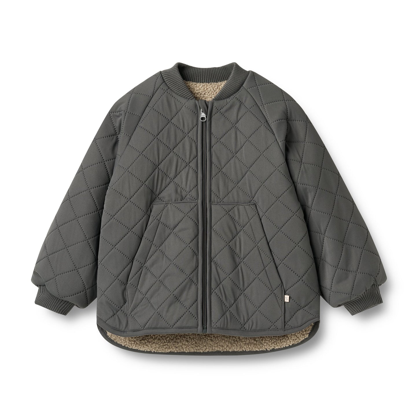 WHEAT CHARCOAL GREY QUILTED SHERPA LINED JACKET