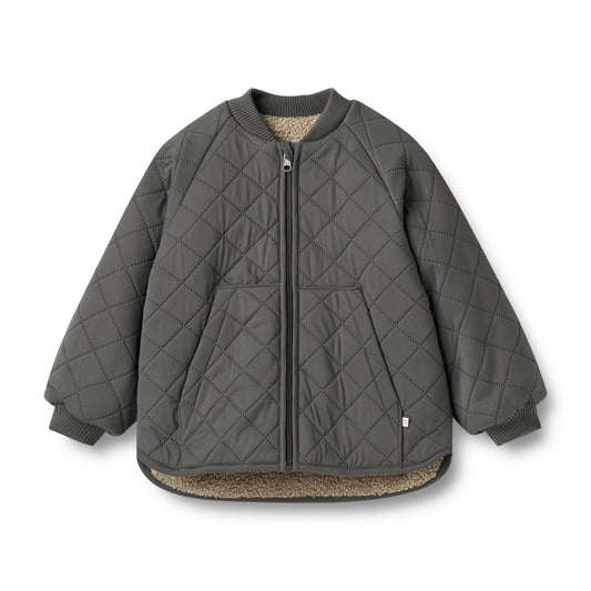 WHEAT CHARCOAL GREY QUILTED SHERPA LINED JACKET