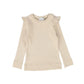 YELL OH SAND RIBBED RUFFLE TOP [Final Sale]