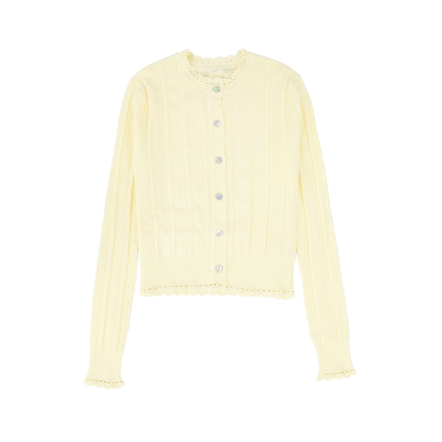SOIR PALE YELLOW TEXTURED KNIT CARDIGAN