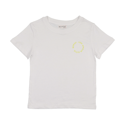 BOPOP WHITE/YELLOW LOGO SS TSHIRT