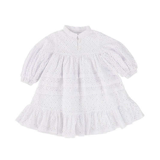 OLIVIA ROHDE WHITE EYELET TEIRED DRESS [Final Sale]