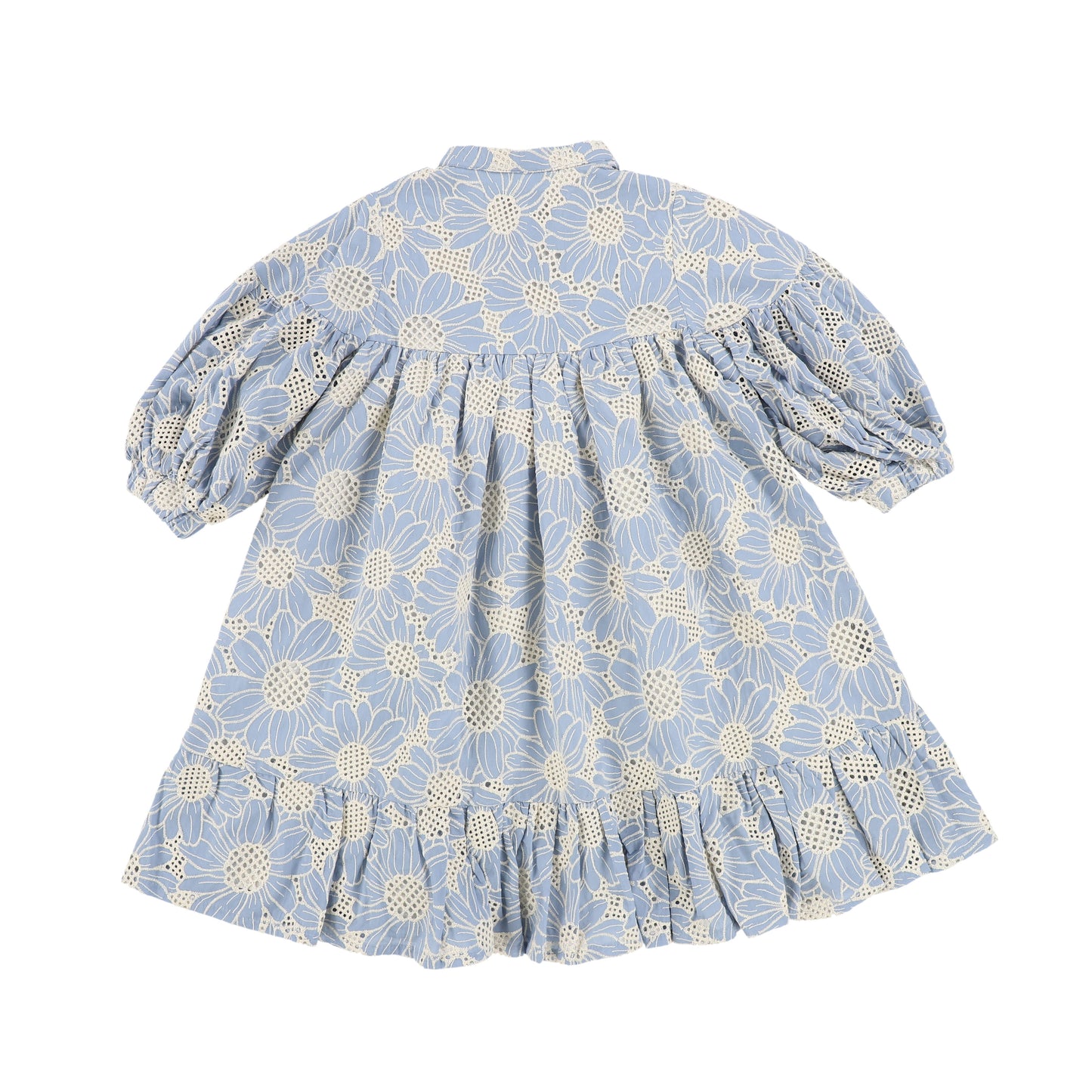 CHRISTINA RHODE SKY BLUE LACE FLORAL PUFF SLEEVE DRESS [Final Sale]