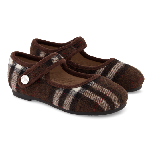 Zeebra Walnut Plaid Wool Mary Jane [Final Sale]