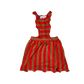HEY KID RED/BROWN STRIPED TERRY PINAFORE DRESS [Final Sale]