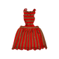 HEY KID RED/BROWN STRIPED TERRY PINAFORE DRESS [Final Sale]