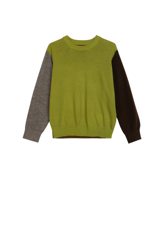 JNBY Green Colorblock Crew Sweater [Final Sale]
