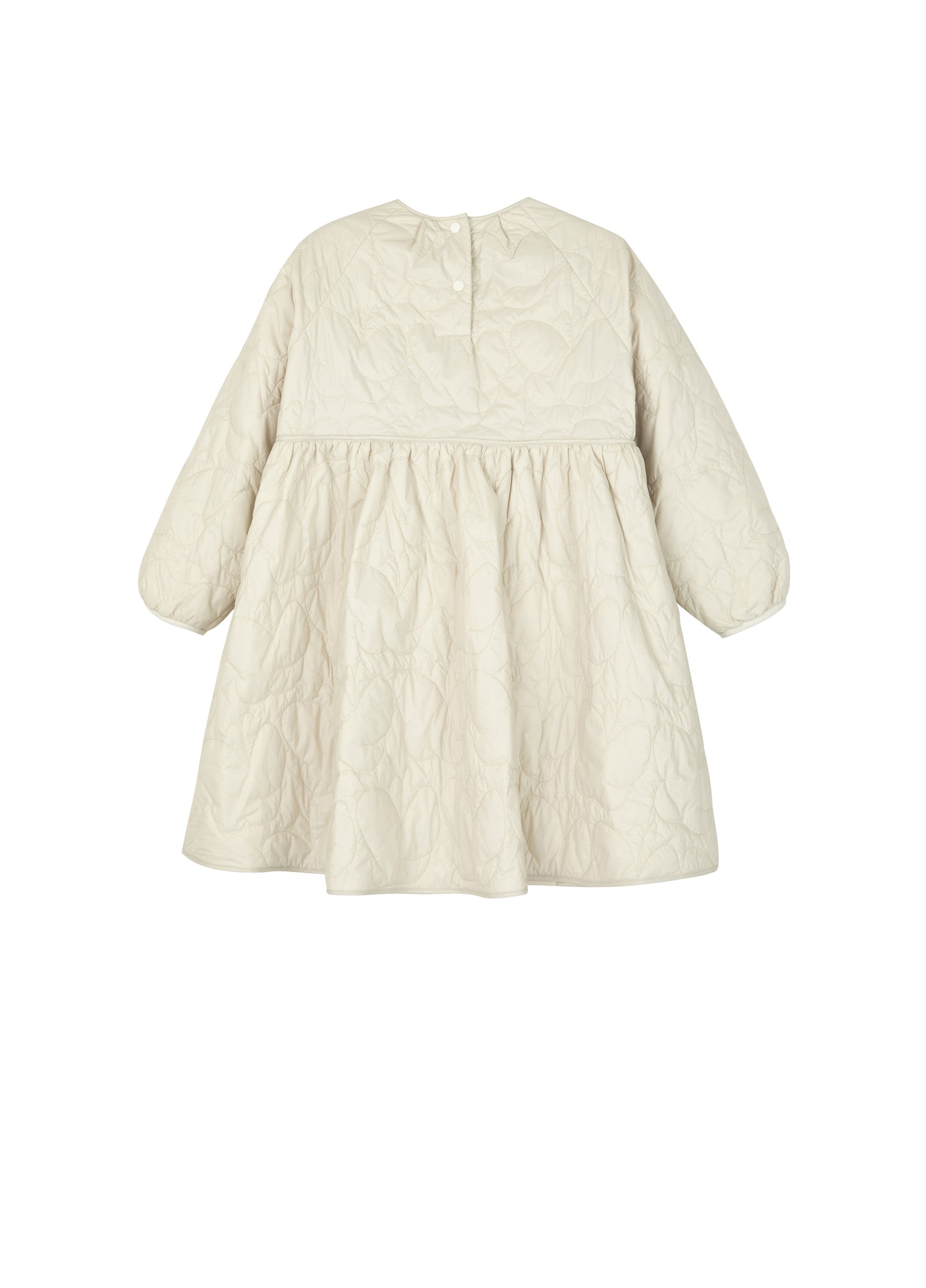 JNBY Beige Quilted Puff Sleeve Flare Dress [Final Sale]