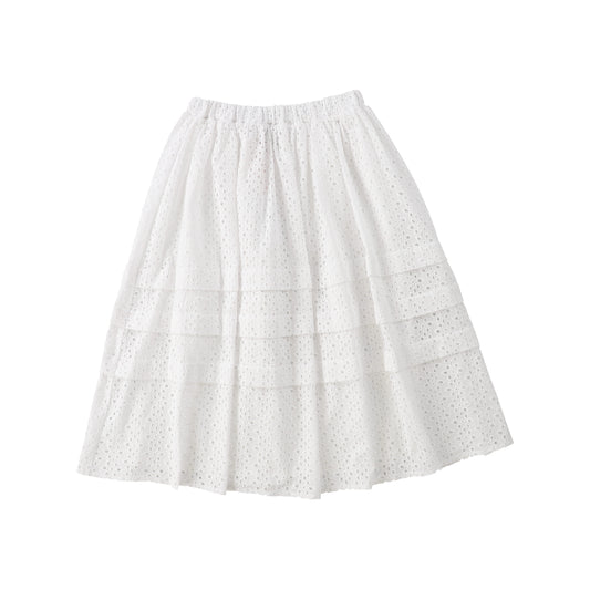 OLIVIA ROHDE WHITE EYELET TRIM SKIRT [Final Sale]