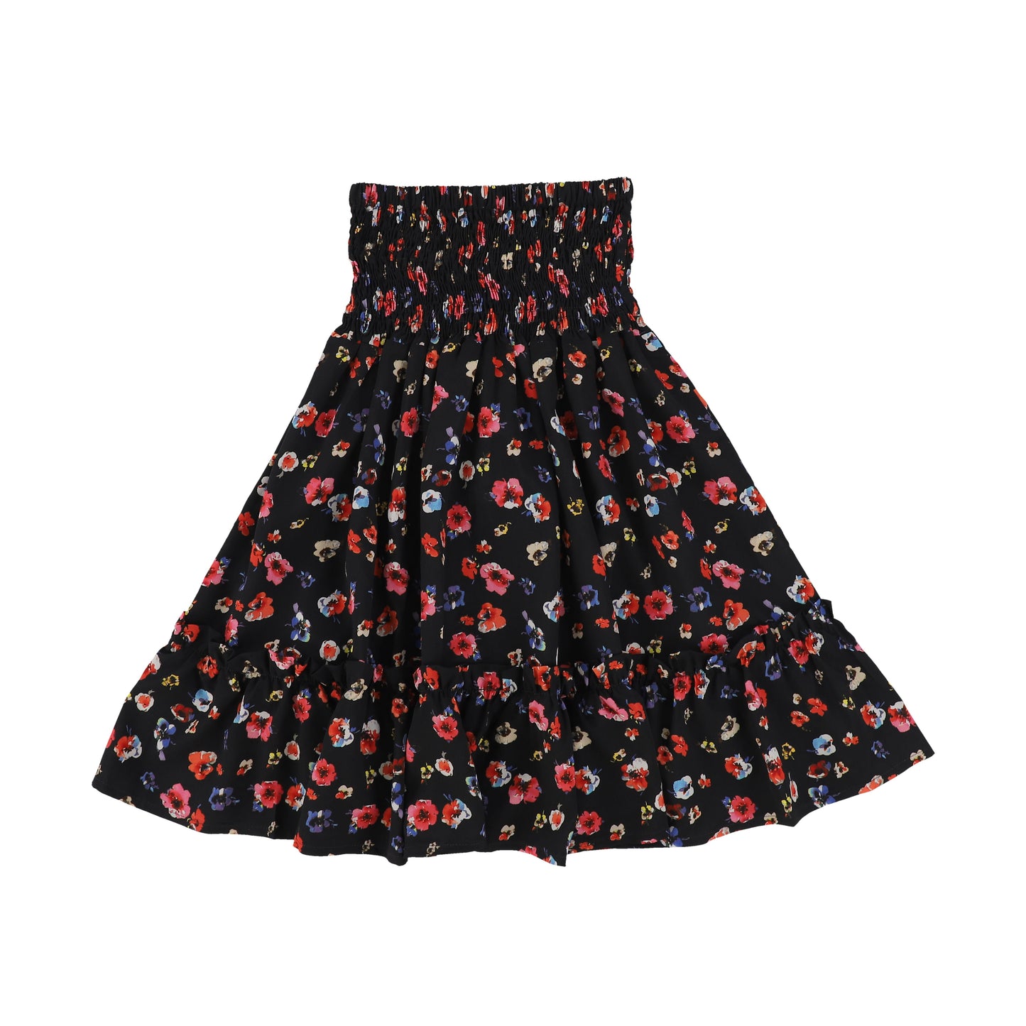 Christina Rhode Black Floral Smocked Tiered Skirt [Final Sale]