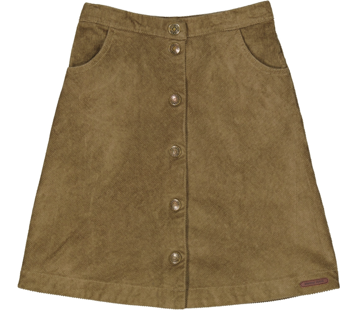 MarMar Khaki Corduroy Button Down Skirt [Final Sale]