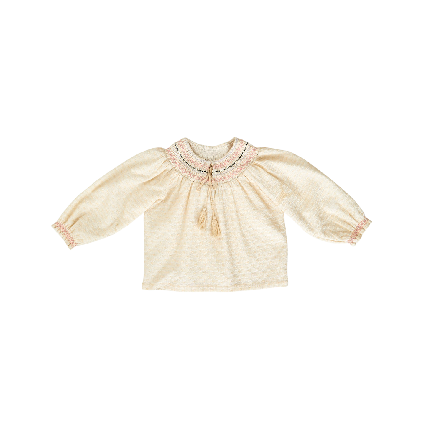 HEY KID IVORY TEXTURED SMOCKED COLLARED TOP [Final Sale]