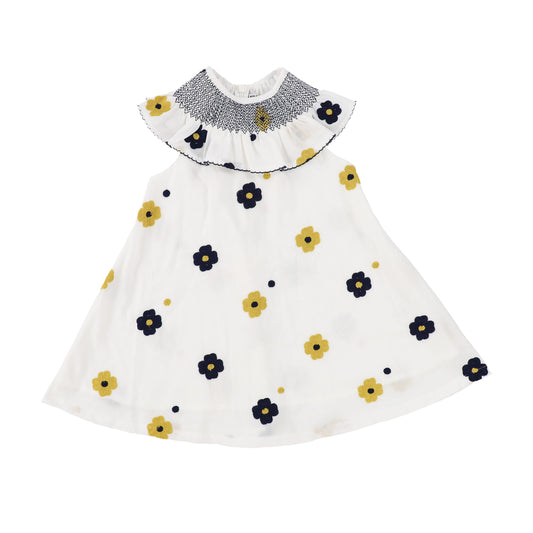 NOMA YELLOW EMROIDERED FLOWER FRILL DRESS [Final Sale]