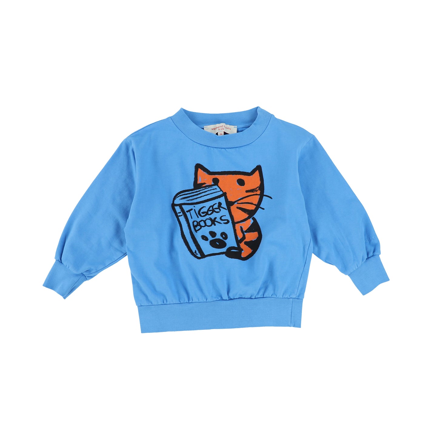 Weekend House Electric Blue Tiger Book Print Sweatshirt [Final Sale]