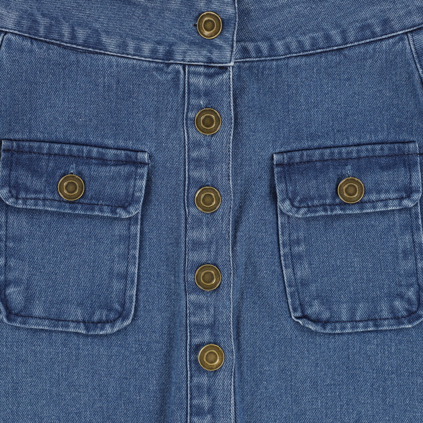 BAMBOO DENIM BUTTON DOWN POCKET A LINE SKIRT [Final Sale]