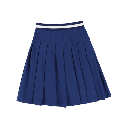 BACE COLLECTION BLUE PIQUE PLEATED SKIRT [Final Sale]