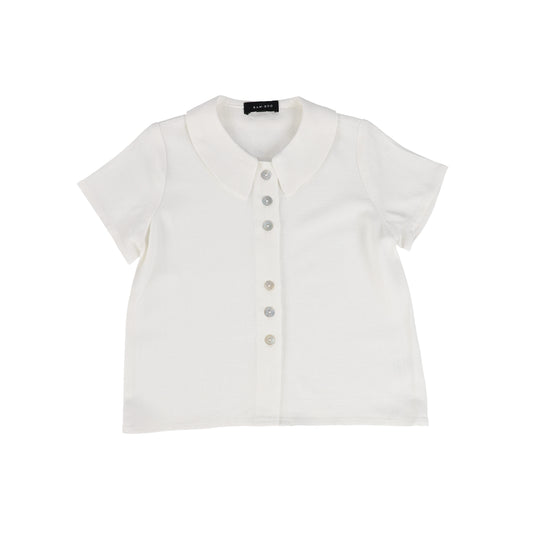 BAMBOO IVORY LINEN SECTIONAL BUTTONED BLOUSE [Final Sale]
