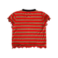 HEY KID RED/BROWN STRIPED TERRY LETTUCE EDGE TEE [Final Sale]